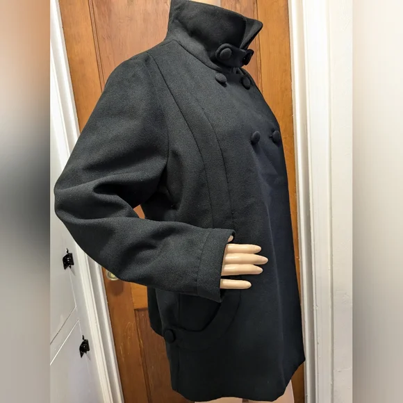 Chico's Black Button Dress Coat Size 2 - Picture 9 of 12